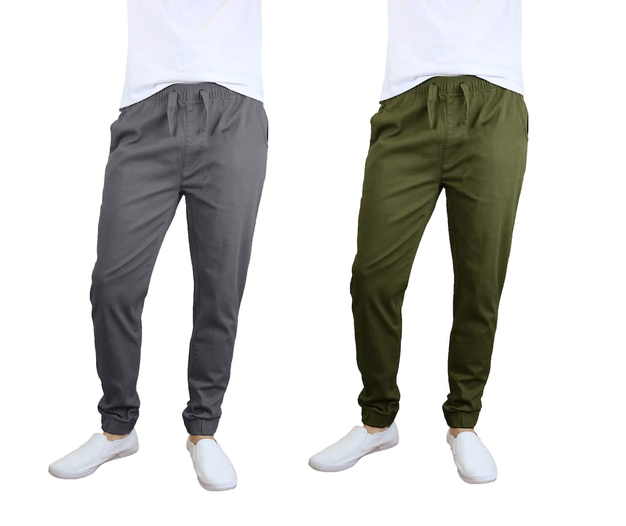 Galaxy By Harvic Slim Fit Basic Stretch Twill Men's Joggers 2 Pack